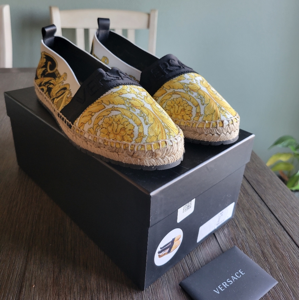 New Versace Canvas Espadrilles with Box